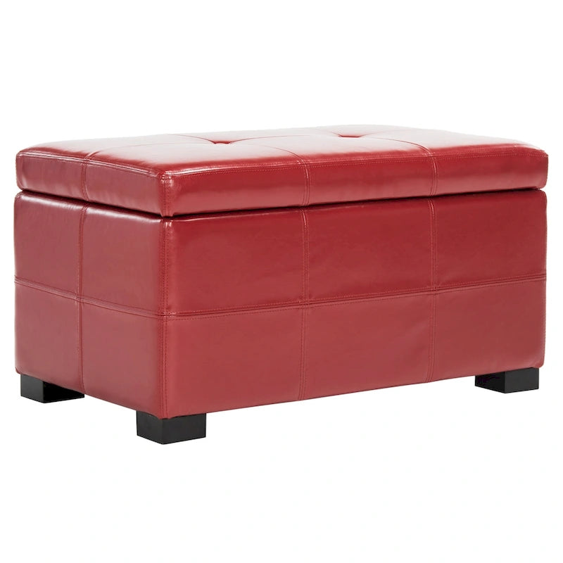 Banc de rangement Safavieh Liane en similicuir touffeté marron - 30,1 x 18,1 x 17,7 - 30Lx18Px18H