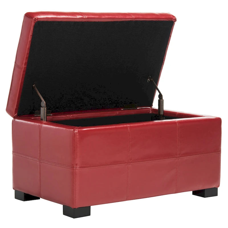 Banc de rangement Safavieh Liane en similicuir touffeté marron - 30,1 x 18,1 x 17,7 - 30Lx18Px18H