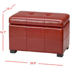Banc de rangement Safavieh Liane en similicuir touffeté marron - 30,1 x 18,1 x 17,7 - 30Lx18Px18H