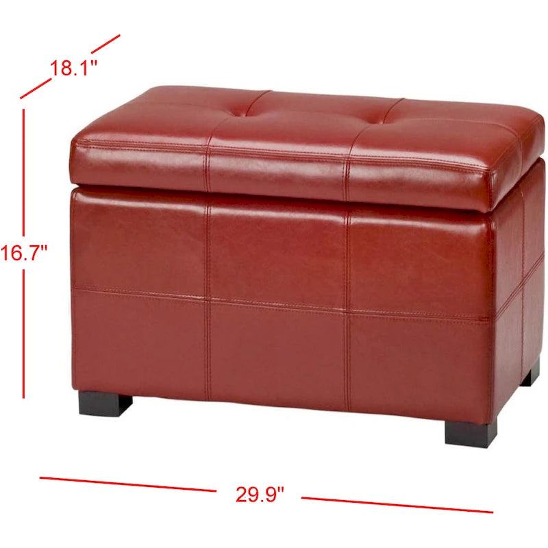 Banc de rangement Safavieh Liane en similicuir touffeté marron - 30,1 x 18,1 x 17,7 - 30Lx18Px18H