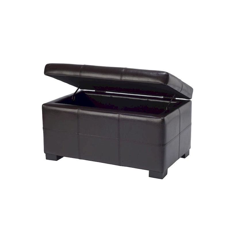 Banc de rangement Safavieh Liane en similicuir touffeté marron - 30,1 x 18,1 x 17,7 - 30Lx18Px18H