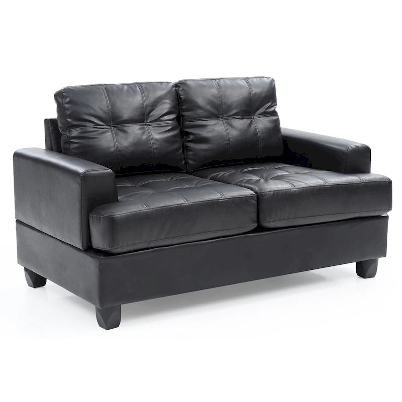 Canapé droit Sandridge en similicuir à accoudoirs évasés de 58 po de largeur - 34L x 58W x 36H