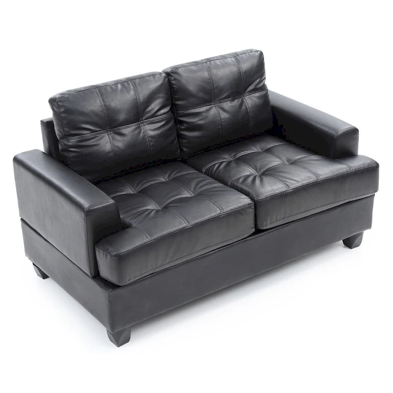 Canapé droit Sandridge en similicuir à accoudoirs évasés de 58 po de largeur - 34L x 58W x 36H