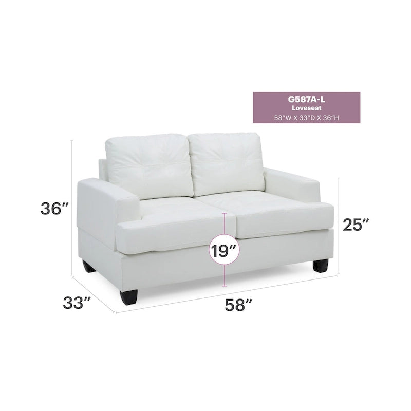 Canapé droit Sandridge en similicuir à accoudoirs évasés de 58 po de largeur - 34L x 58W x 36H