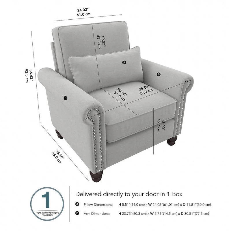 Fauteuil Coventry avec accoudoirs par