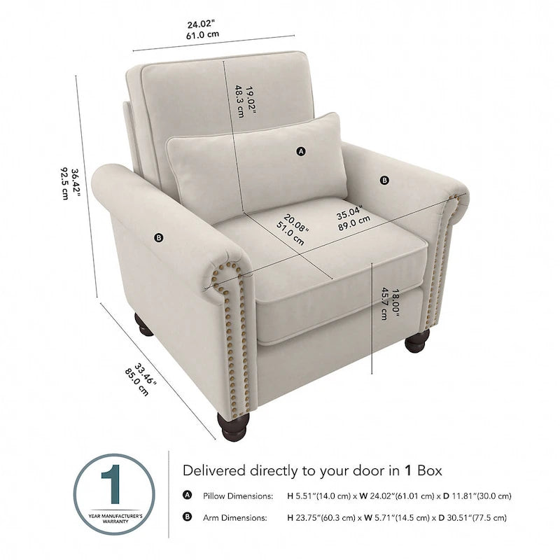 Fauteuil Coventry avec accoudoirs par