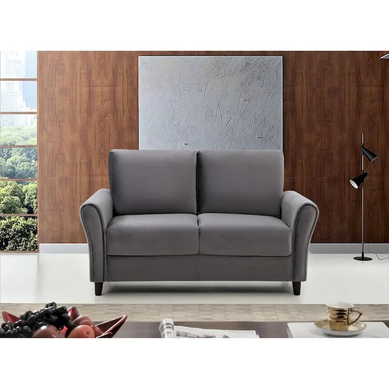 Causeuse en velours Corel avec accoudoirs inclinés