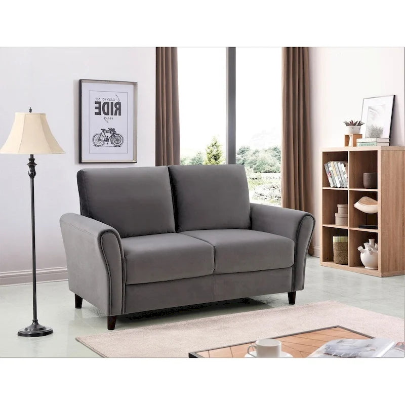 Causeuse en velours Corel avec accoudoirs inclinés