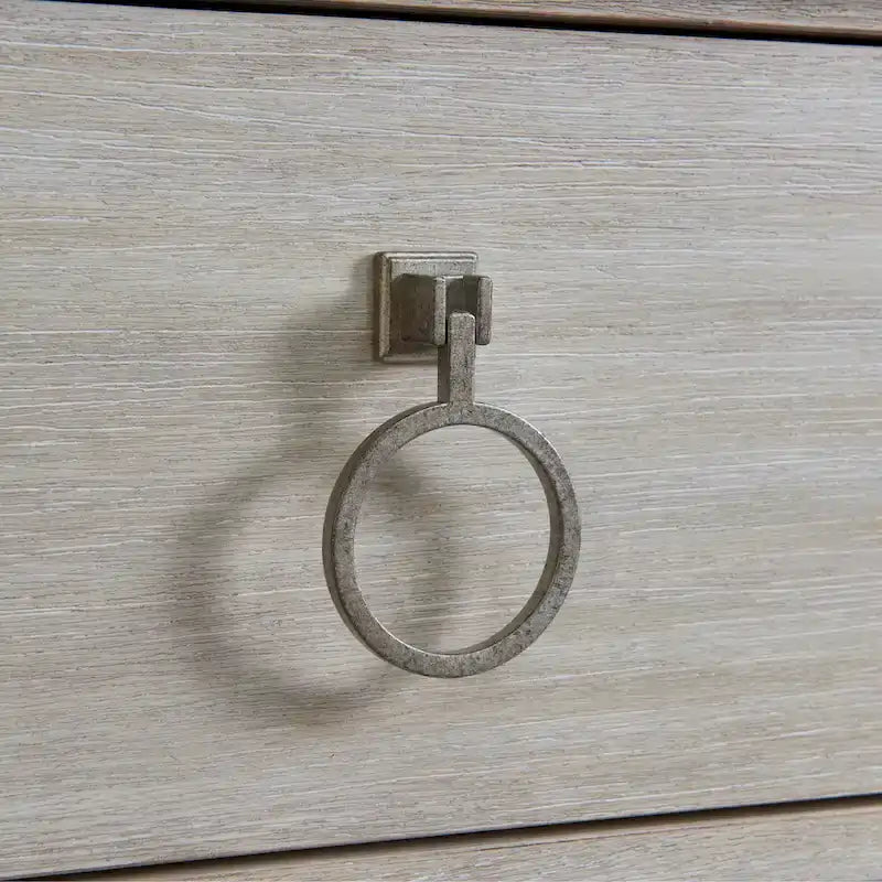 Ensemble de chambre à coucher en bois massif Mantalia, lit à panneaux, commode, miroir, 2 tables de chevet et banc, champagne