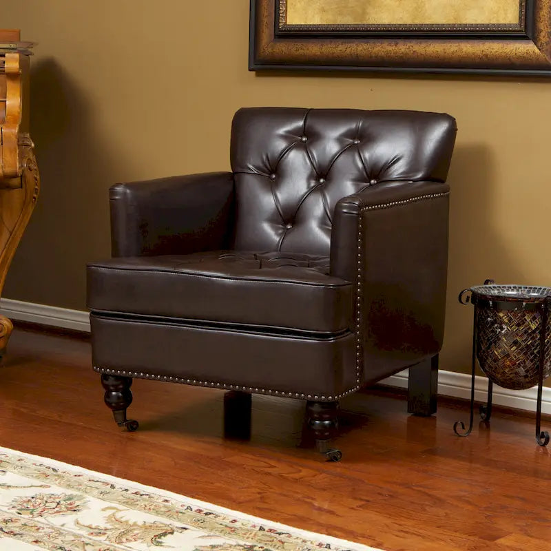 Malone Brown Leather Club Chair by 