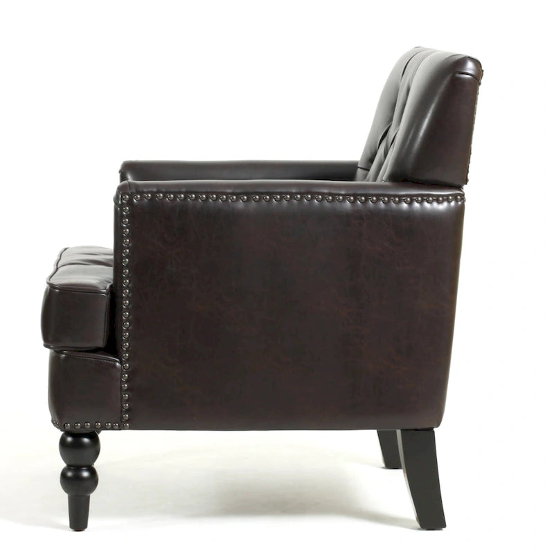 Fauteuil de club en cuir marron Malone par