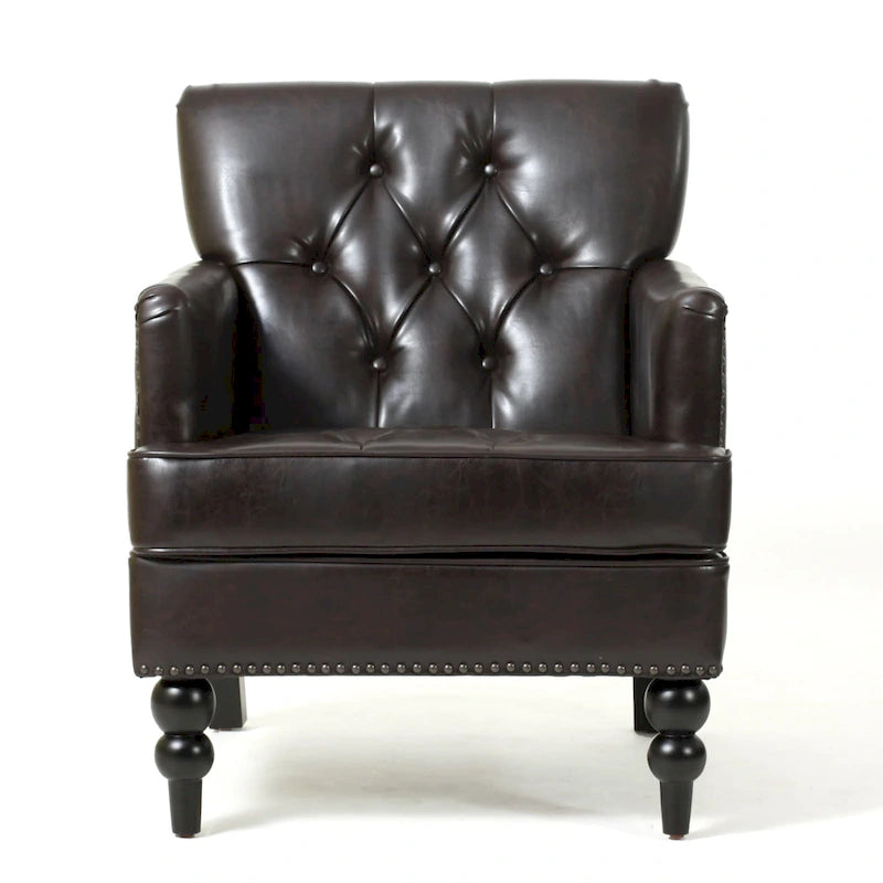 Fauteuil de club en cuir marron Malone par