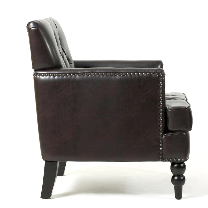 Fauteuil de club en cuir marron Malone par