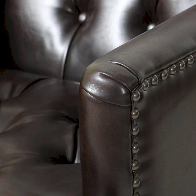 Fauteuil de club en cuir marron Malone par