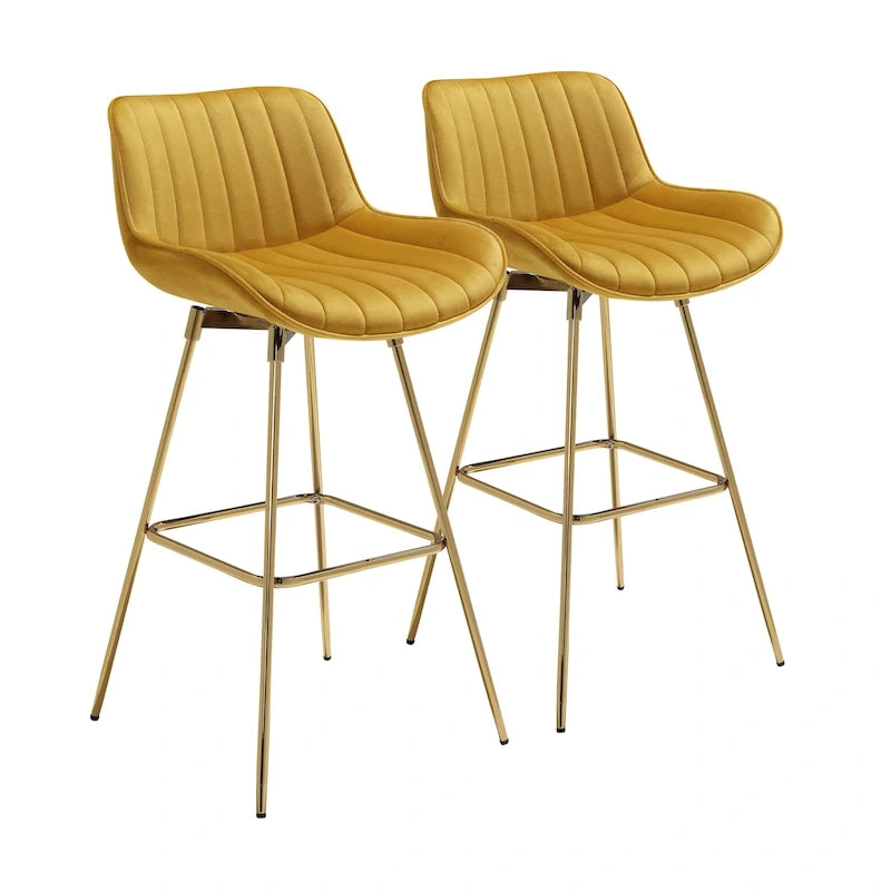 Lot de 2 tabourets de bar pivotants confortables en velours