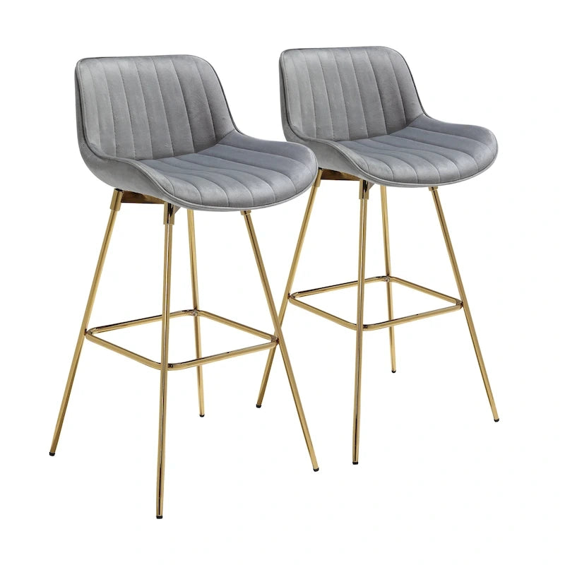 Lot de 2 tabourets de bar pivotants confortables en velours