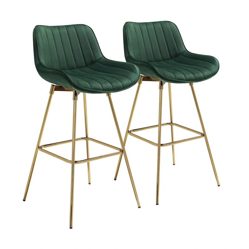 Lot de 2 tabourets de bar pivotants confortables en velours