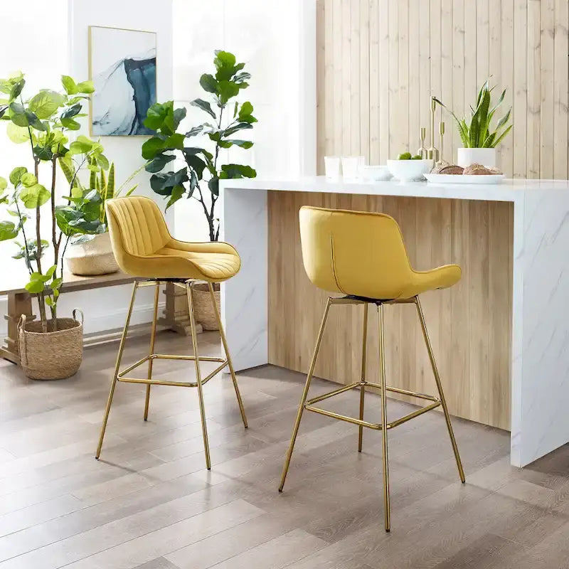 Lot de 2 tabourets de bar pivotants confortables en velours