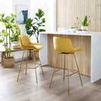 Lot de 2 tabourets de bar pivotants confortables en velours