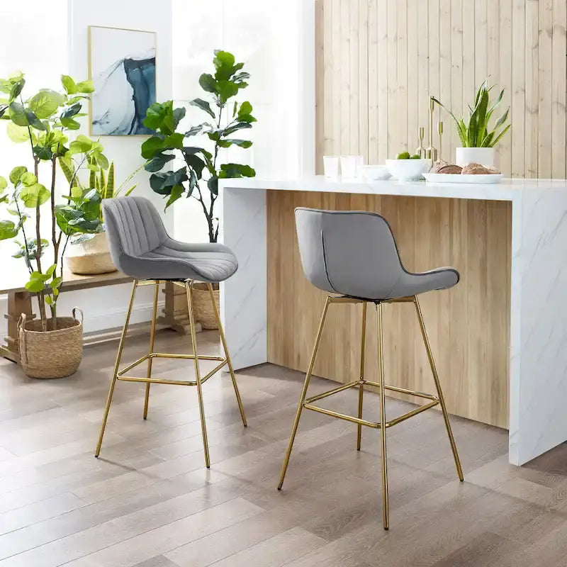 Lot de 2 tabourets de bar pivotants confortables en velours