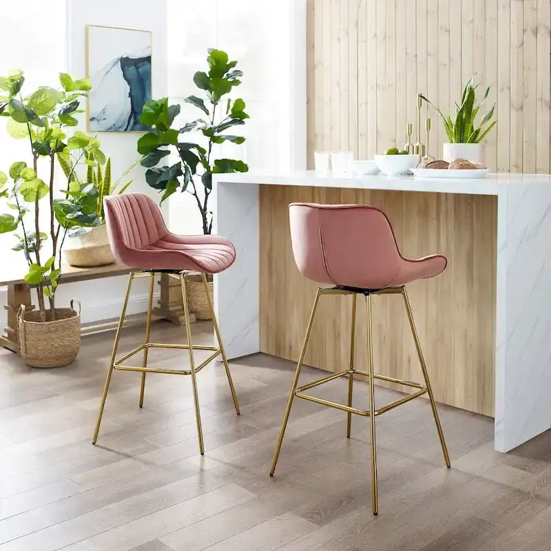 Lot de 2 tabourets de bar pivotants confortables en velours