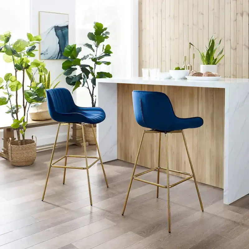 Lot de 2 tabourets de bar pivotants confortables en velours