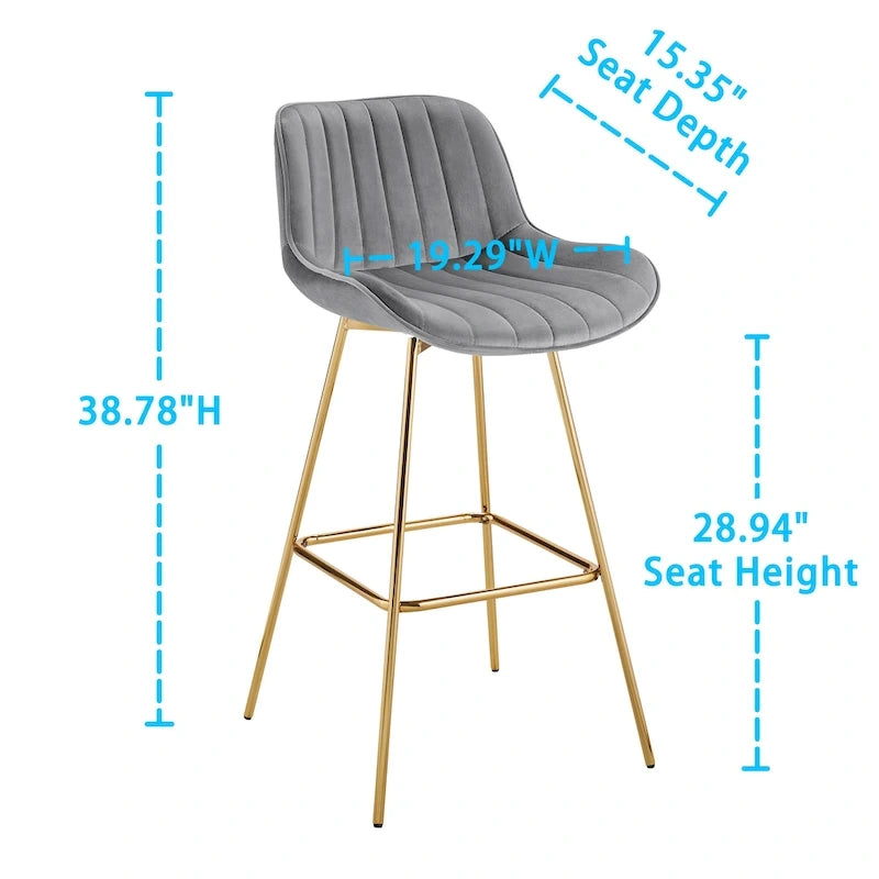 Lot de 2 tabourets de bar pivotants confortables en velours