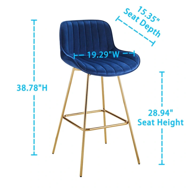 Lot de 2 tabourets de bar pivotants confortables en velours
