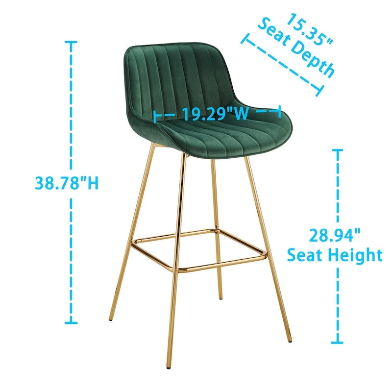 Lot de 2 tabourets de bar pivotants confortables en velours