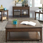 Table à niveaux Lake House, chêne brun rustique - L48 x P18 x H29