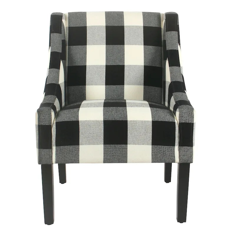 Fauteuil d'appoint moderne HomePop Swoop - Carreaux noirs