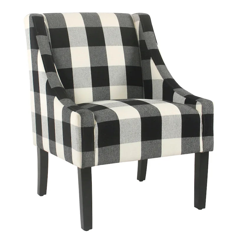 Fauteuil d'appoint moderne HomePop Swoop - Carreaux noirs