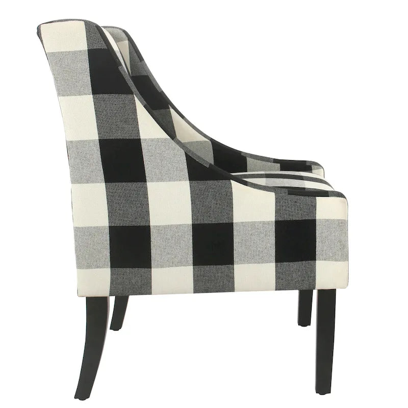 Fauteuil d'appoint moderne HomePop Swoop - Carreaux noirs