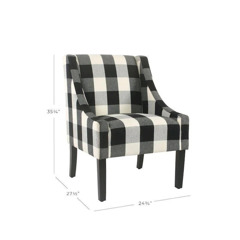 Fauteuil d'appoint moderne HomePop Swoop - Carreaux noirs