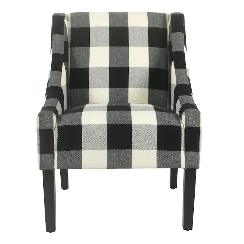 Fauteuil d'appoint moderne HomePop Swoop - Carreaux noirs
