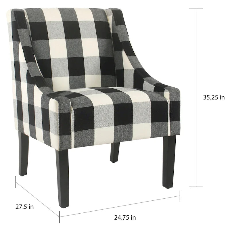 Fauteuil d'appoint moderne HomePop Swoop - Carreaux noirs