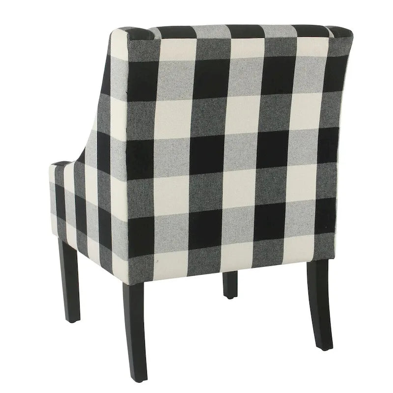 Fauteuil d'appoint moderne HomePop Swoop - Carreaux noirs