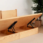 Canapé JASIWAY en coton lin beige avec cadre en bois