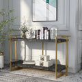 Lovell Glam Gold and Black 51-inch Faux Marble 1-Shelf Sofa Table by 