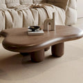 Table basse moderne en noyer en forme de nuage de 48,4 pouces, table basse en bois massif marron de style Mid-Century pour salon - 48