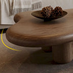 Table basse moderne en noyer en forme de nuage de 48,4 pouces, table basse en bois massif marron de style Mid-Century pour salon - 48