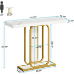 41.3 Table Console avec LED, Table d'Appoint Moderne Or Blanc pour Entrée Couloir