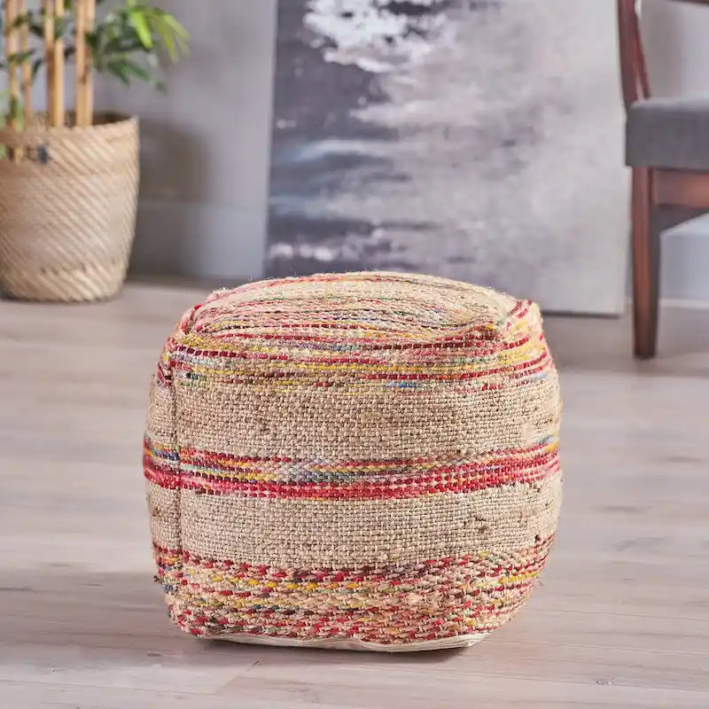 Pouf en tissu bohème fait main Caiman par
