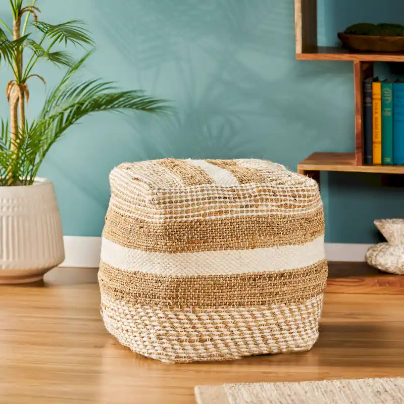 Pouf en tissu bohème fait main Caiman par