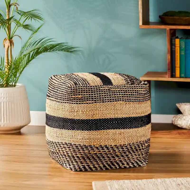 Pouf en tissu bohème fait main Caiman par
