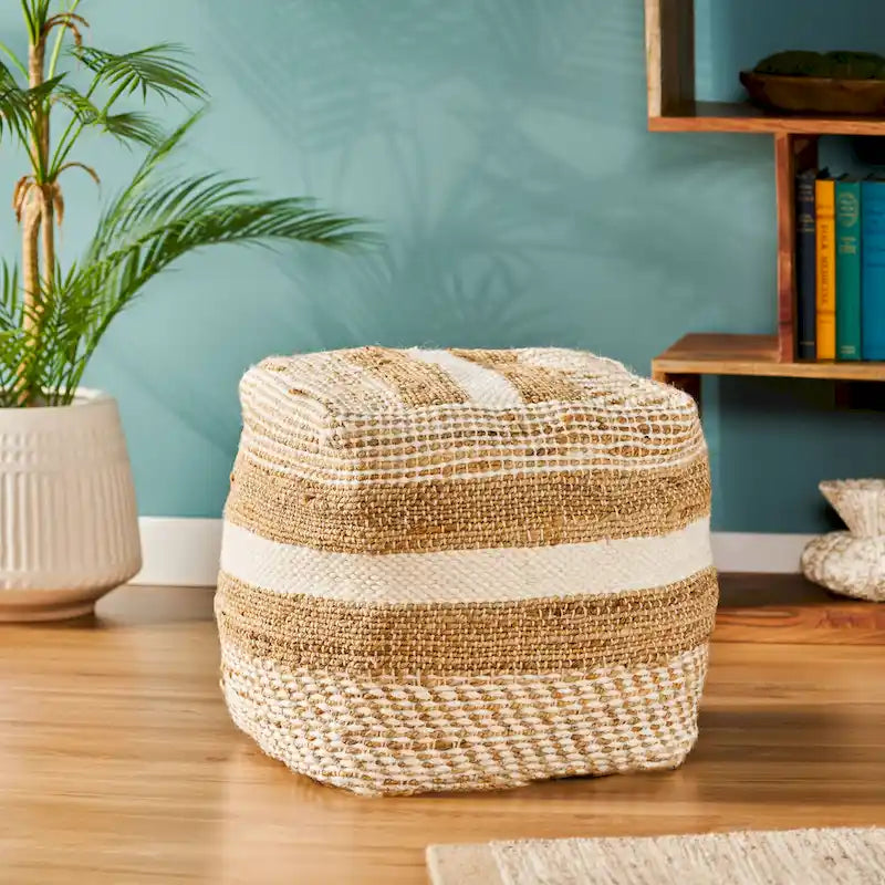 Pouf en tissu bohème fait main Caiman par