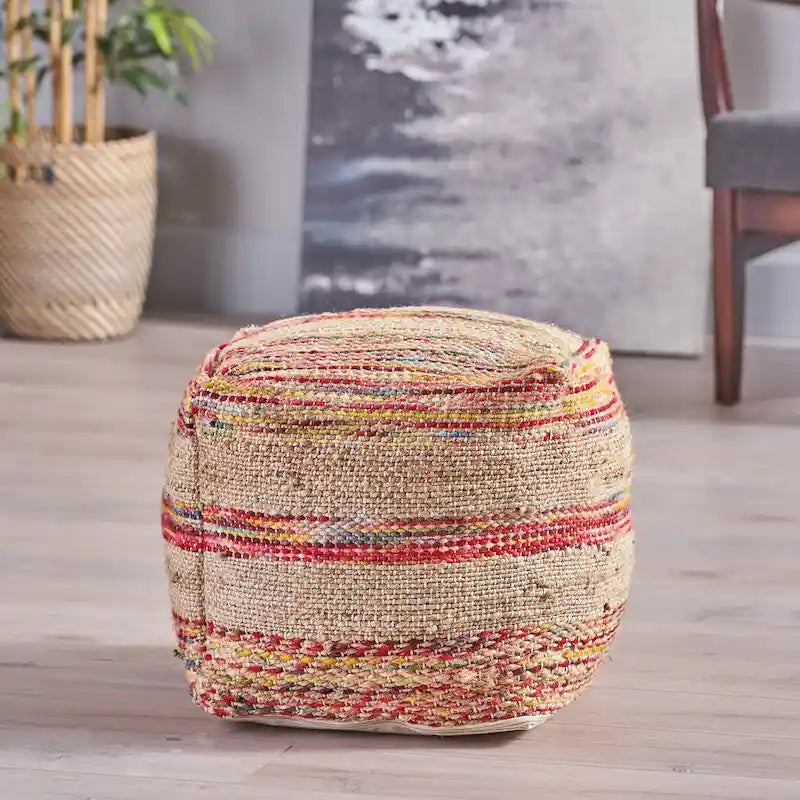 Pouf en tissu bohème fait main Caiman par