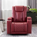 Fauteuil inclinable électrique en cuir avec ports USB et porte-gobelets