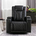 Fauteuil inclinable électrique en cuir avec ports USB et porte-gobelets