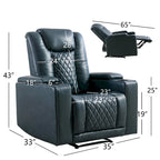 Fauteuil inclinable électrique en cuir avec ports USB et porte-gobelets